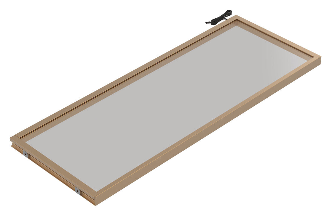 Häfele 807.76.812 TAG - Shelf, Illuminated Glass Shelf, anodized matte gold; 30" width; 13 3/4" depth; Cool white
