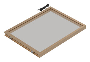 Häfele 807.76.345 TAG - Shelf, Illuminated Glass Shelf, powder-coated matte gold; 30" width; 13 3/4" depth; Warm white to cool white
