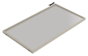 Häfele 807.76.348 TAG - Shelf, Illuminated Glass Shelf, powder-coated matte gold; 24" width; 20 5/16" depth; Warm white to cool white