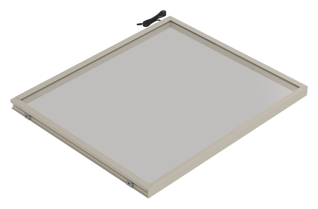 Häfele 807.76.353 TAG - Shelf, Illuminated Glass Shelf, powder-coated matte nickel; 30" width; 13 3/4" depth; Warm white to cool white