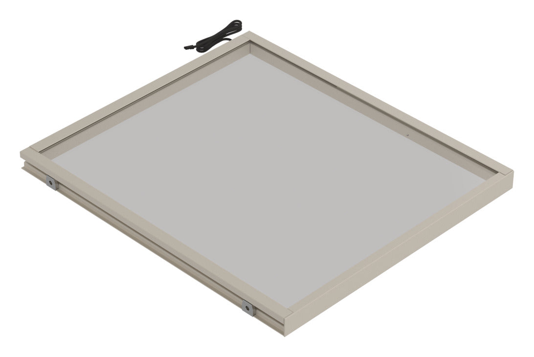 Häfele 807.76.345 TAG - Shelf, Illuminated Glass Shelf, powder-coated matte gold; 30" width; 13 3/4" depth; Warm white to cool white