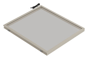 Häfele 807.76.345 TAG - Shelf, Illuminated Glass Shelf, powder-coated matte gold; 30" width; 13 3/4" depth; Warm white to cool white