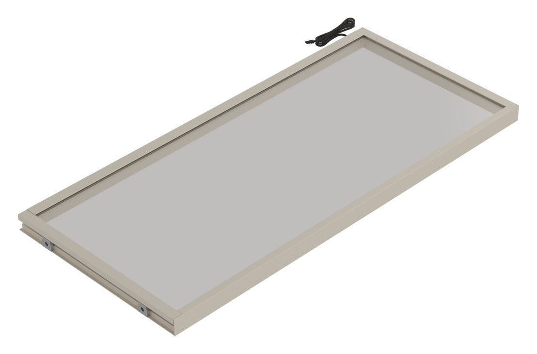 Häfele 807.76.355 TAG - Shelf, Illuminated Glass Shelf, powder-coated matte nickel; 18" width; 20 5/16" depth; Warm white to cool white
