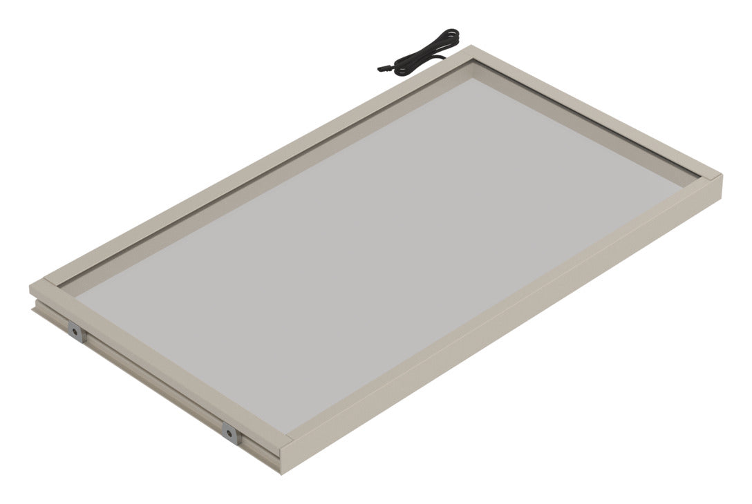 Häfele 807.76.340 TAG - Shelf, Illuminated Glass Shelf, powder-coated black; 24" width; 20 5/16" depth; Warm white to cool white