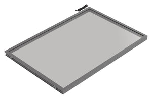 Häfele 807.76.345 TAG - Shelf, Illuminated Glass Shelf, powder-coated matte gold; 30" width; 13 3/4" depth; Warm white to cool white