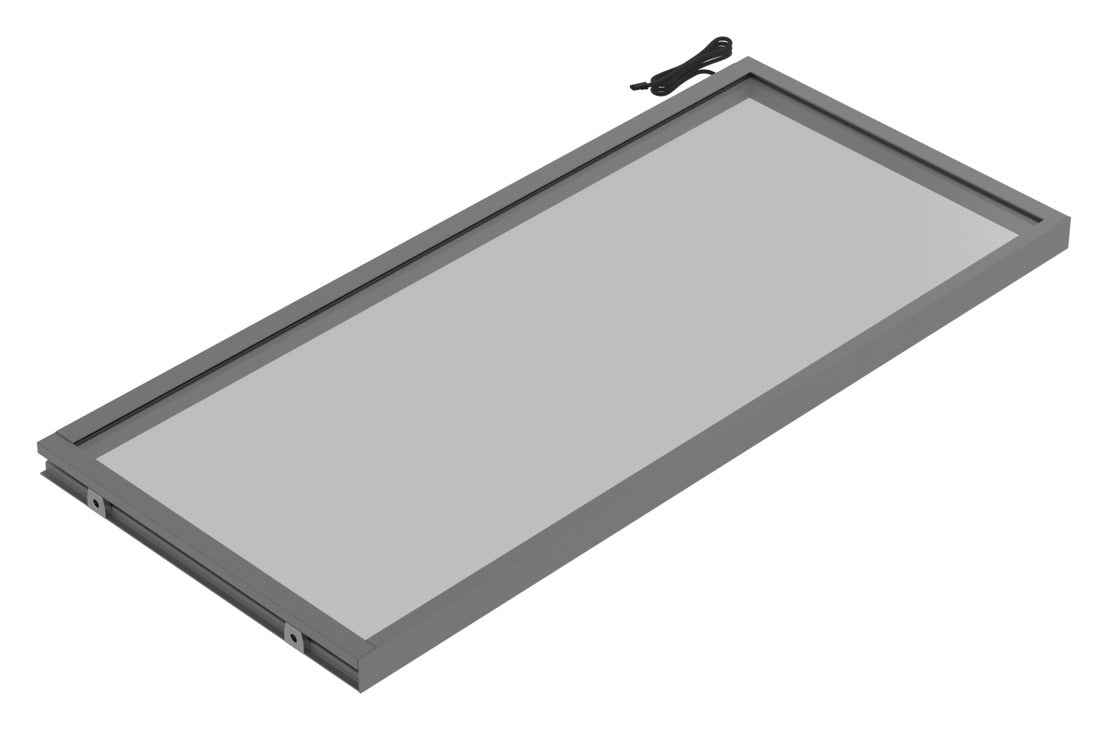 Häfele 807.76.355 TAG - Shelf, Illuminated Glass Shelf, powder-coated matte nickel; 18" width; 20 5/16" depth; Warm white to cool white