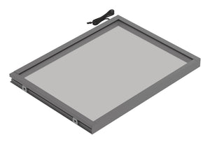 Häfele 807.76.345 TAG - Shelf, Illuminated Glass Shelf, powder-coated matte gold; 30" width; 13 3/4" depth; Warm white to cool white