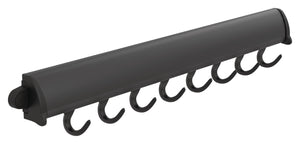 Häfele 807.67.265 TAG - Fixed Accessory Hooks, 14 1/8" - 17 7/8" length, powder-coated aluminum, Black, 6 hooks, 14 1/8"