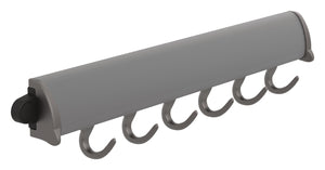 Häfele 807.67.265 TAG - Fixed Accessory Hooks, 14 1/8" - 17 7/8" length, powder-coated aluminum, Black, 6 hooks, 14 1/8"