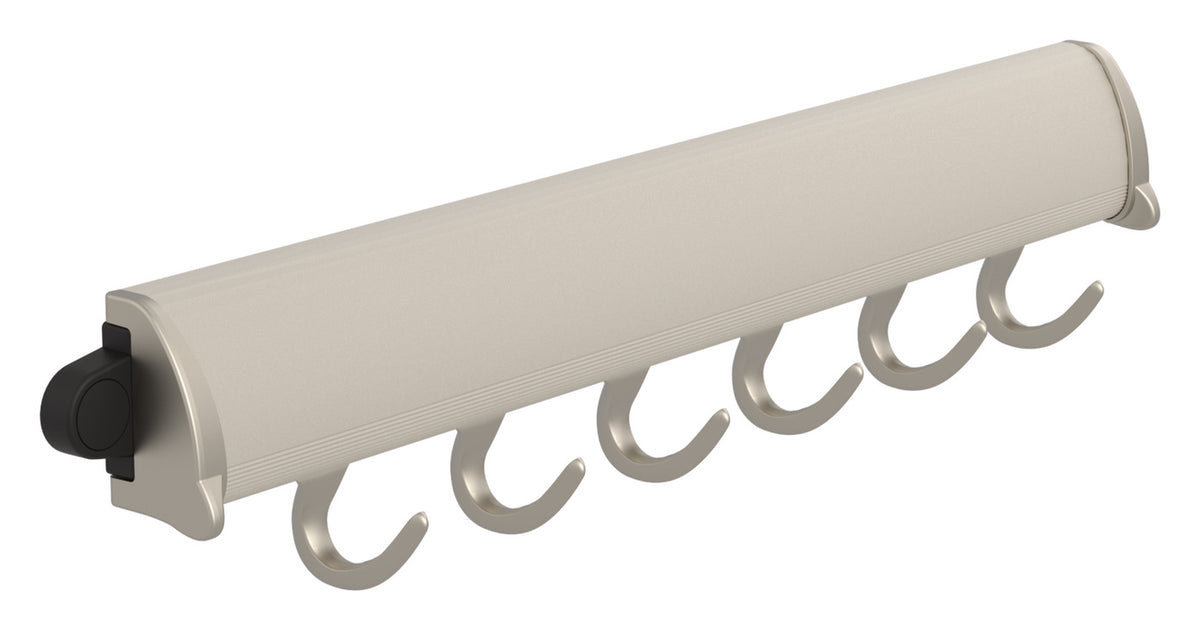 Häfele 807.67.265 TAG - Fixed Accessory Hooks, 14 1/8" - 17 7/8" length, powder-coated aluminum, Black, 6 hooks, 14 1/8"