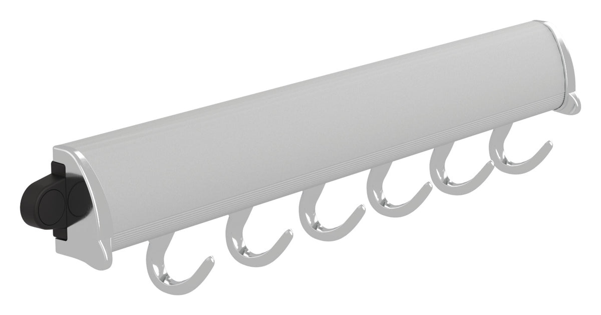 Häfele 807.67.265 TAG - Fixed Accessory Hooks, 14 1/8" - 17 7/8" length, powder-coated aluminum, Black, 6 hooks, 14 1/8"