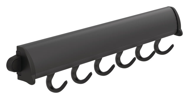 Häfele 807.67.265 TAG - Fixed Accessory Hooks, 14 1/8" - 17 7/8" length, powder-coated aluminum, Black, 6 hooks, 14 1/8"