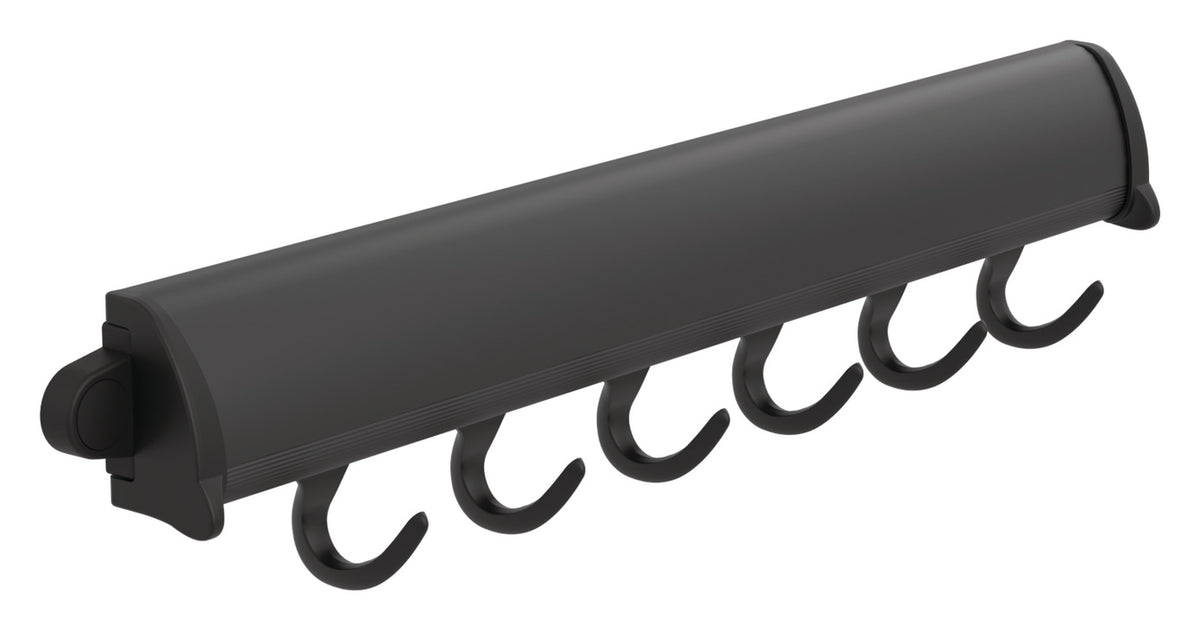 Häfele 807.67.269 TAG - Fixed Accessory Hooks, 14 1/8" - 17 7/8" length, powder-coated aluminum, Slate gray, 6 hooks, 14 1/8"