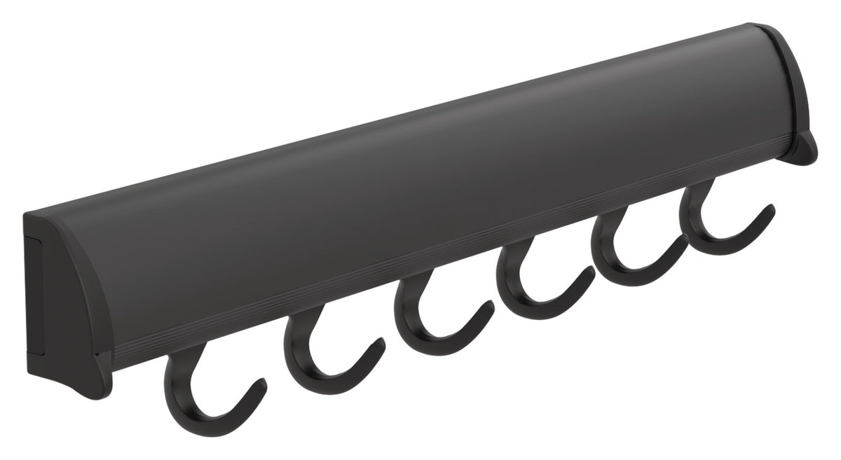 Häfele 807.67.263 TAG - Belt Rack, 11 15/-16" - 17 7/8" length, powder-coated aluminum, Matte nickel, 8 hooks, 17 7/8"