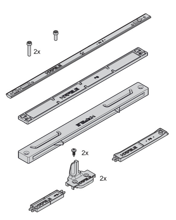 Häfele 403.50.903 Soft and Self-Closing Mechanism for Center Door, Slido R-Aluflex 80A, for door weight up to 40 kg (88 lbs.), for Door Weights up to 40 kg (88 lbs.)