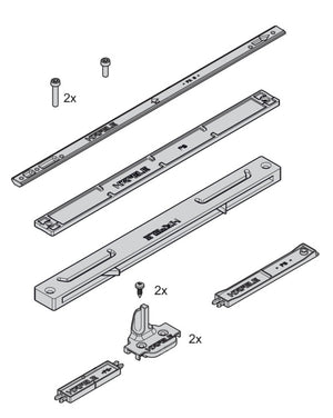 Häfele 403.50.903 Soft and Self-Closing Mechanism for Center Door, Slido R-Aluflex 80A, for door weight up to 40 kg (88 lbs.), for Door Weights up to 40 kg (88 lbs.)