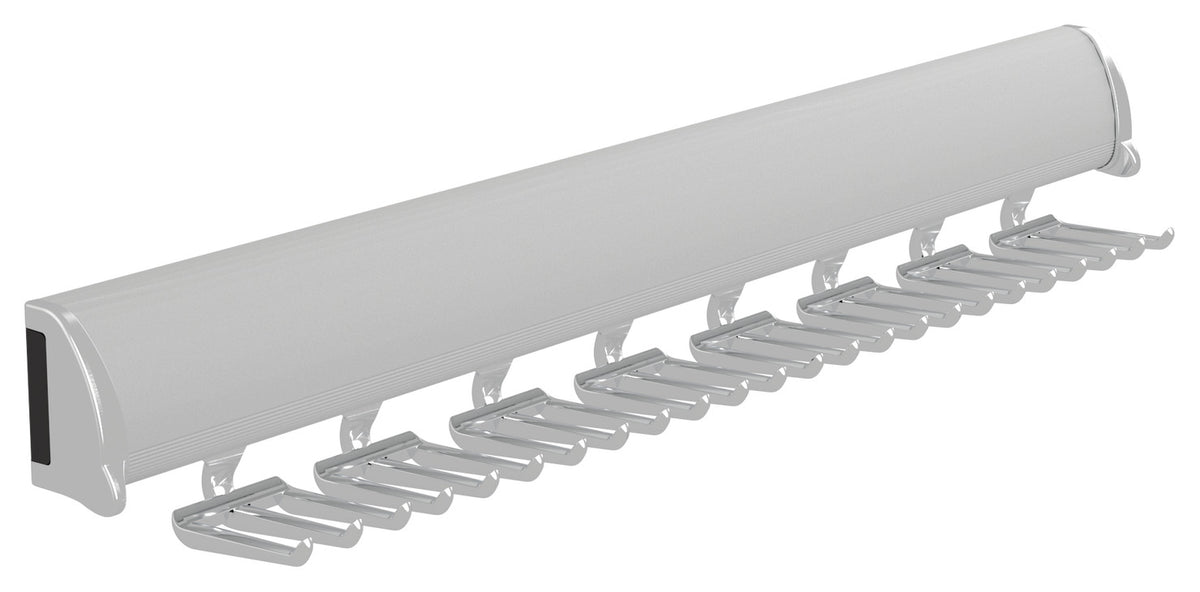 Häfele 807.67.229 TAG - Tie Rack, 11 15/16" - 17 7/8" length, powder-coated aluminum, Matte nickel, 15 hooks, 11 15/16"