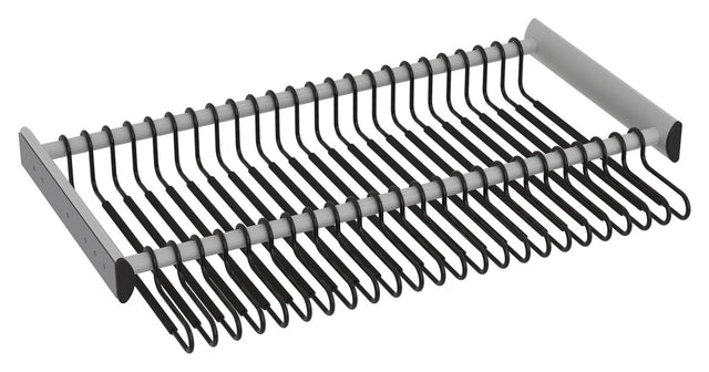 Häfele 805.58.444 TAG - Pants Rack Pull-out, with Hangers, powder-coated aluminum, matte aluminum, 30" width
