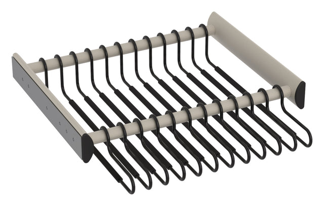 Häfele 805.58.439 TAG - Pants Rack Pull-out, with Hangers, powder-coated aluminum, matte nickel, 18" width