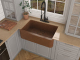 ANZZI SK-013 Miletus Farmhouse Handmade Copper 33 in. 0-Hole Single Bowl Kitchen Sink in Hammered Antique Copper