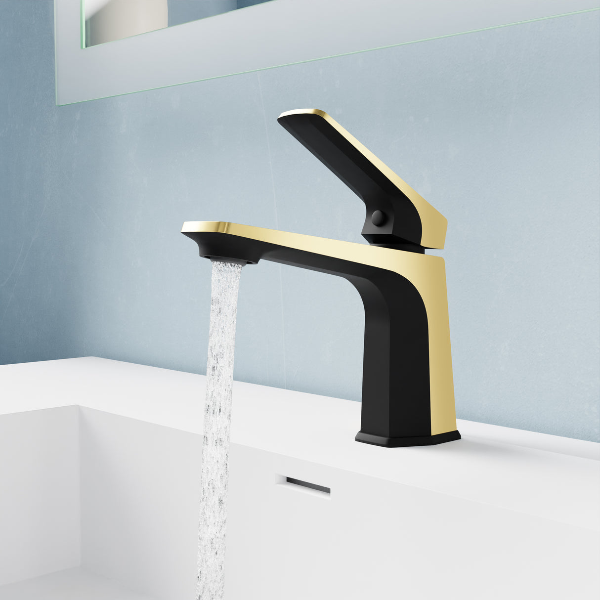 ANZZI L-AZ903MB-BG Single Handle Single Hole Bathroom Faucet With Pop-up Drain in Matte Black & Brushed Gold