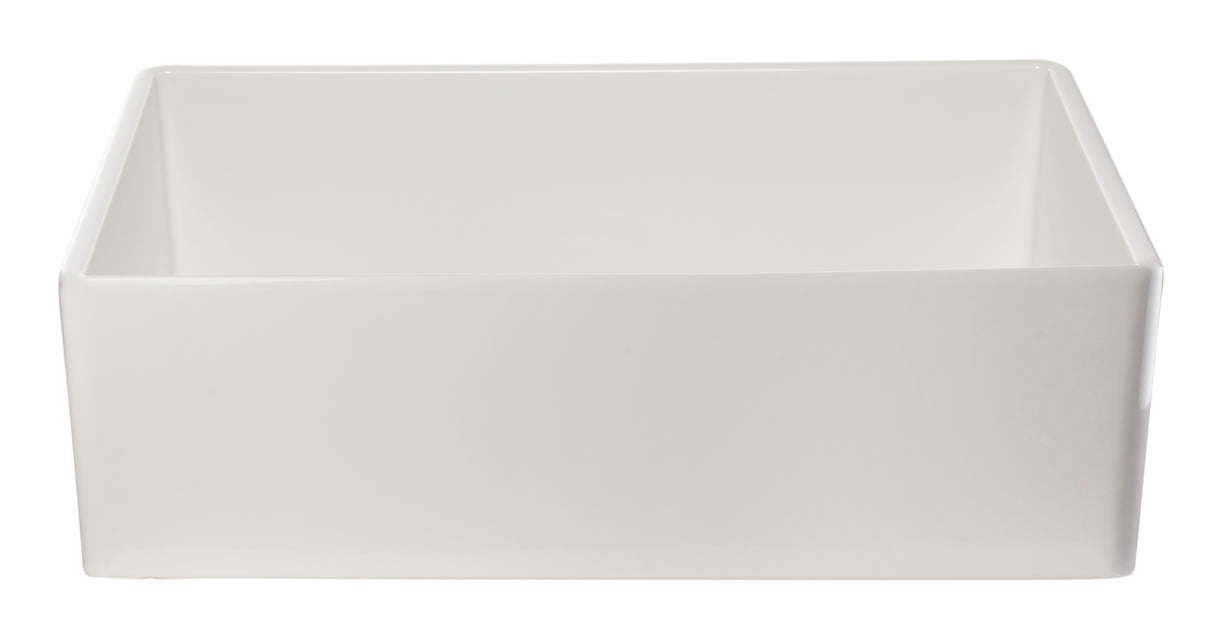 ALFI brand AB533-W 33" White Smooth Apron Single Bowl Fireclay Farm Sink