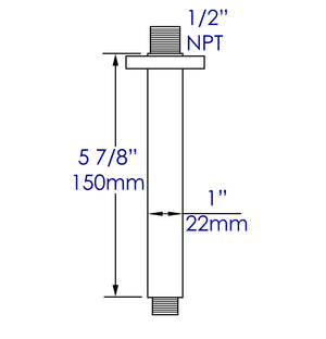 Polished Chrome 6" Square Ceiling Shower Arm