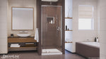 DreamLine Flex 32 in. D x 32 in. W x 74 3/4 in. H Semi-Frameless Pivot Shower Door in Chrome with Center Drain White Base