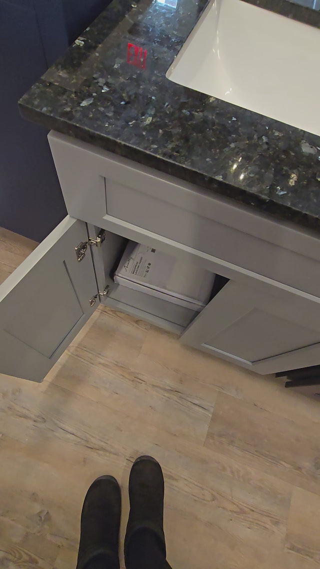 24" Grey Vanity Set with dark Granite Vanity Top with Polished Chrome Faucet
