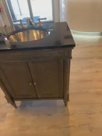 30" Rustic Chic Vanity Set with Granite Top, Nickel Sink, and Widespred Brush Nickel Faucet