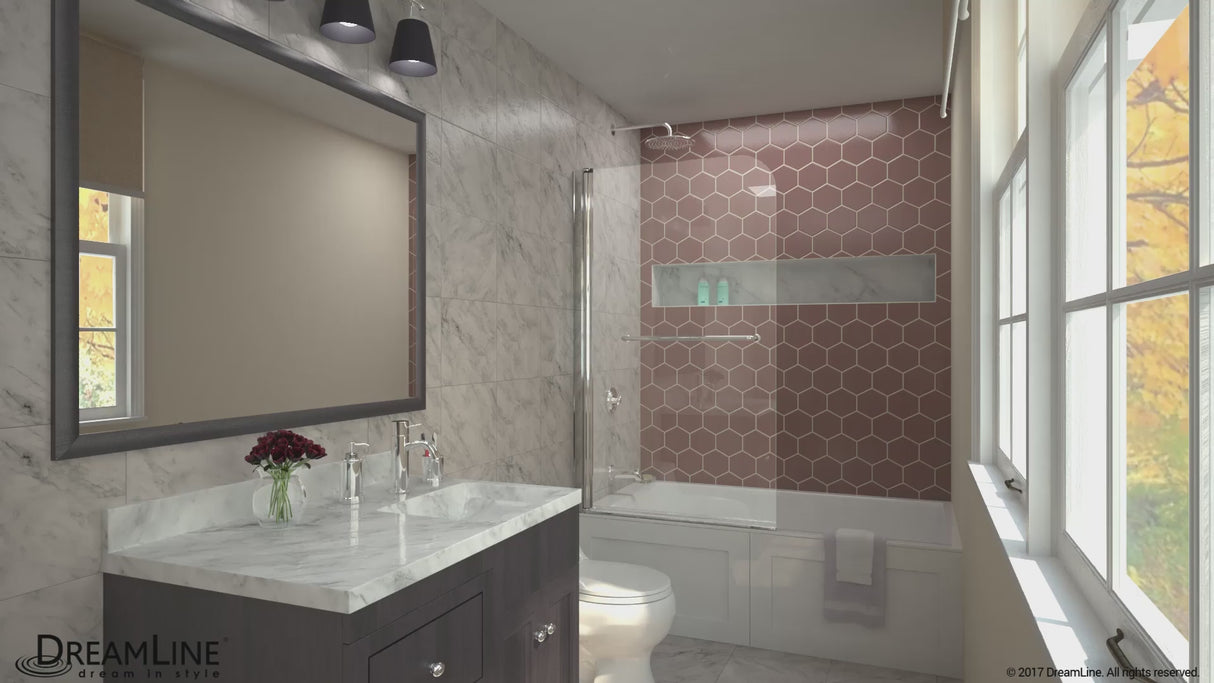 DreamLine Aqua Swing 34 in. W x 58 in. H Frameless Tub Door in Chrome