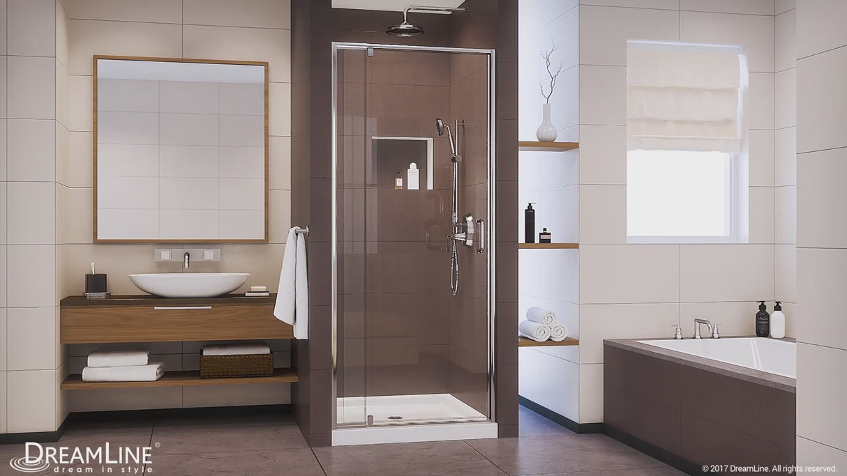 DreamLine Flex 28-32 in. W x 72 in. H Semi-Frameless Pivot Shower Door in Chrome