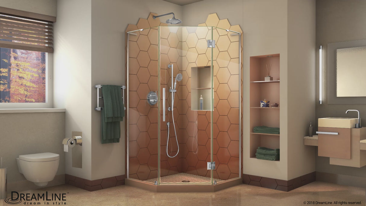 DreamLine Prism Plus 36 in. x 72 in. Frameless Neo-Angle Hinged Shower Enclosure in Satin Black