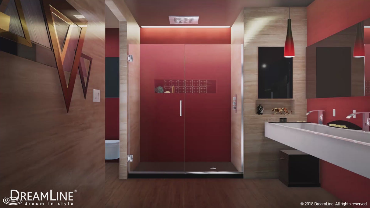 DreamLine Unidoor Plus 55-55 1/2 in. W x 72 in. H Frameless Hinged Shower Door in Satin Black