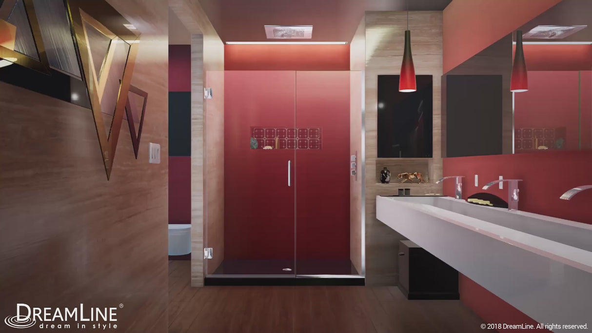 DreamLine Unidoor Plus 49-49 1/2 in. W x 72 in. H Frameless Hinged Shower Door in Satin Black