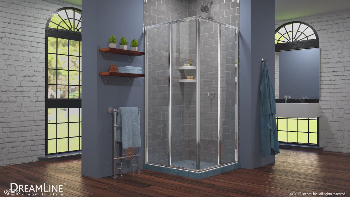 DreamLine Cornerview 34 1/2 in. D x 34 1/2 in. W x 72 in. H Framed Sliding Shower Enclosure in Chrome