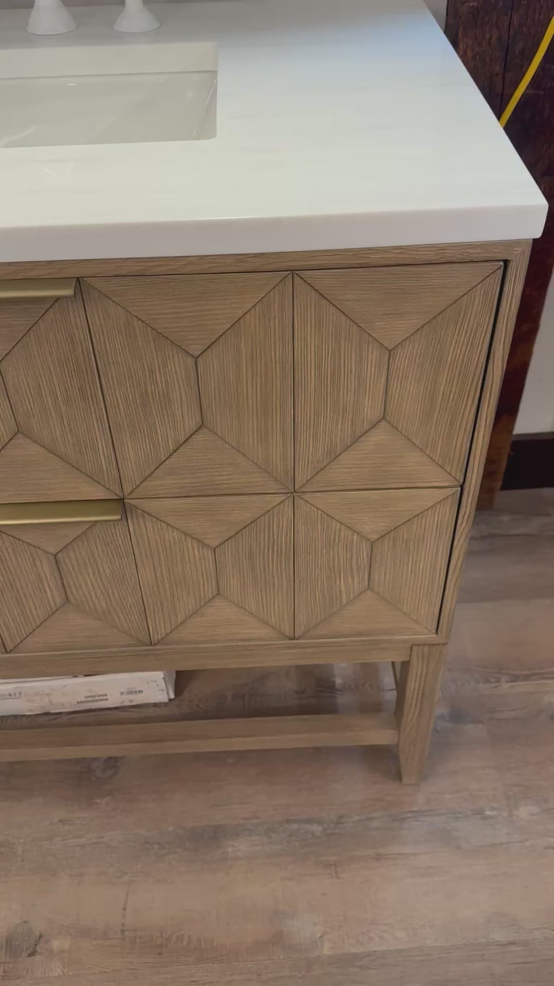 36" Ash Wood Vanity Set with Silestone Quartz Vanity Top Three Hole and White Newport Faucet