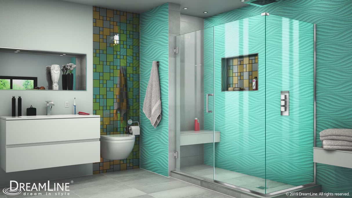DreamLine Unidoor Plus 60 in. W x 30 3/8 in. D x 72 in. H Frameless Hinged Shower Enclosure in Satin Black