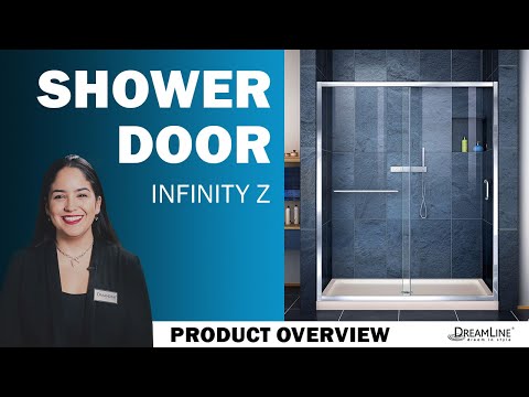 DreamLine Infinity-Z 34 in. D x 60 in. W x 78 3/4 in. H Sliding Shower Door, Base, and White Wall Kit in Chrome and Clear Glass