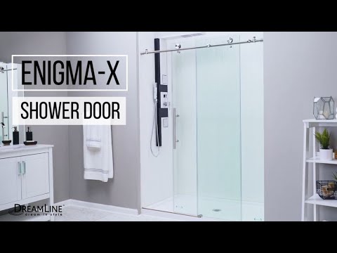 DreamLine Enigma-X 56-60 in. W x 76 in. H Clear Sliding Shower Door in Brushed Stainless Steel