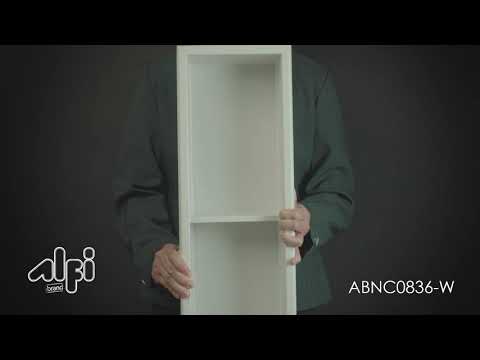 ALFI brand 8" x 36" White Matte Stainless Steel Vertical Triple Shelf Bath Shower Niche