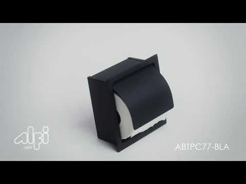 ALFI brand ABTPC77-BLA Black Matte Stainless Steel Recessed Toilet Paper Holder with Cover
