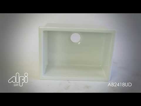 ALFI brand AB2418UD 24" White Undermount / Drop In Fireclay Kitchen Sink