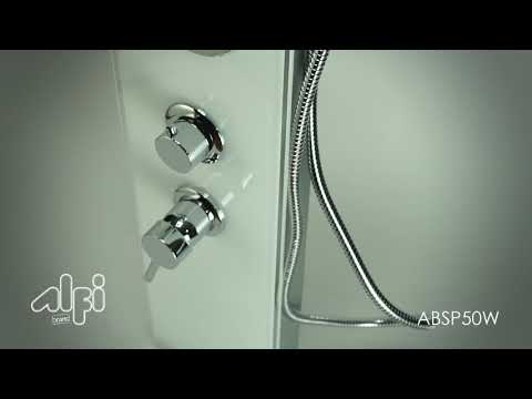 ALFI brand ABSP50W White Glass Shower Panel with 2 Body Sprays and Rain Shower Head