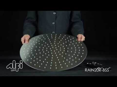 ALFI brand RAIN20R-BSS 20" Round Brushed Solid Stainless Steel Ultra Thin Rain Shower Head