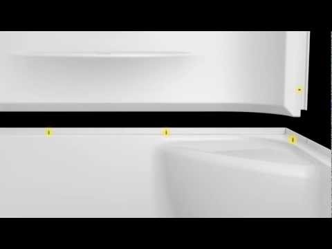 MAAX 145042-000-002-093 KDS 3460 AcrylX Alcove Center Drain Four-Piece Shower in White