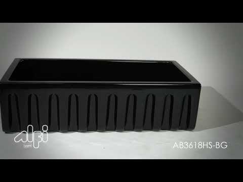 ALFI brand AB3618HS-BG 36" Black Gloss Reversible Smooth / Fluted Single Bowl Fireclay Farm Sink