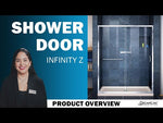 DreamLine Infinity-Z 56-60 in. W x 60 in. H Sliding Tub Door and White Wall Kit in Satin Black and Clear Glass