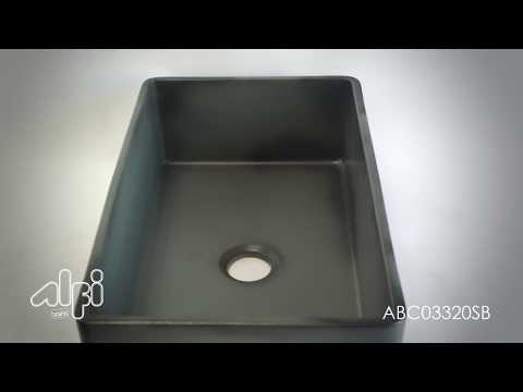 ALFI brand ABCO3320SB Concrete Color 33 inch Reversible Single Fireclay Farmhouse Kitchen Sink