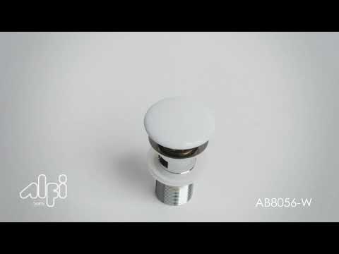 ALFI brand AB8056-W White Ceramic Mushroom Top Pop Up Drain for Sinks with Overflow